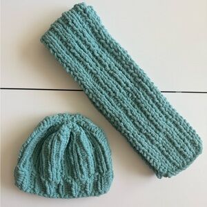 Women's Knit Hat and Scarf Set - Teal